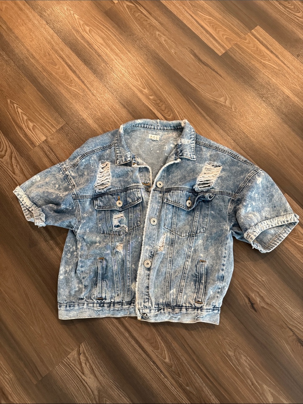 Women’s Acid-Wash Denim Jacket - Light Blue